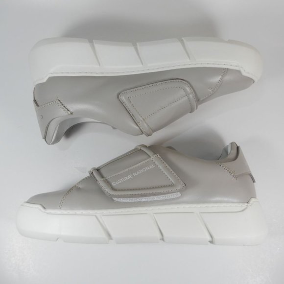COSTUME NATIONAL Leather Touch-Strap Platform SNEAKERS Size 38 7.5 Gray NEW $425 - Picture 11 of 14